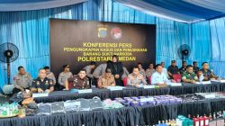 Polrestabes Medan Musnahkan Barang Bukti Tangkapan Narkotika jenis sabu, Ganja, dan Barang Ilegal, Berasal dari jaringan Luar Negeri dan mengapresiasi kinerja baik tiga Kapolsek di jajaran kota Medan